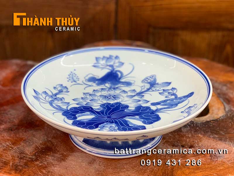 Đĩa bày mâm ngũ quả hoa sen phi 27cm