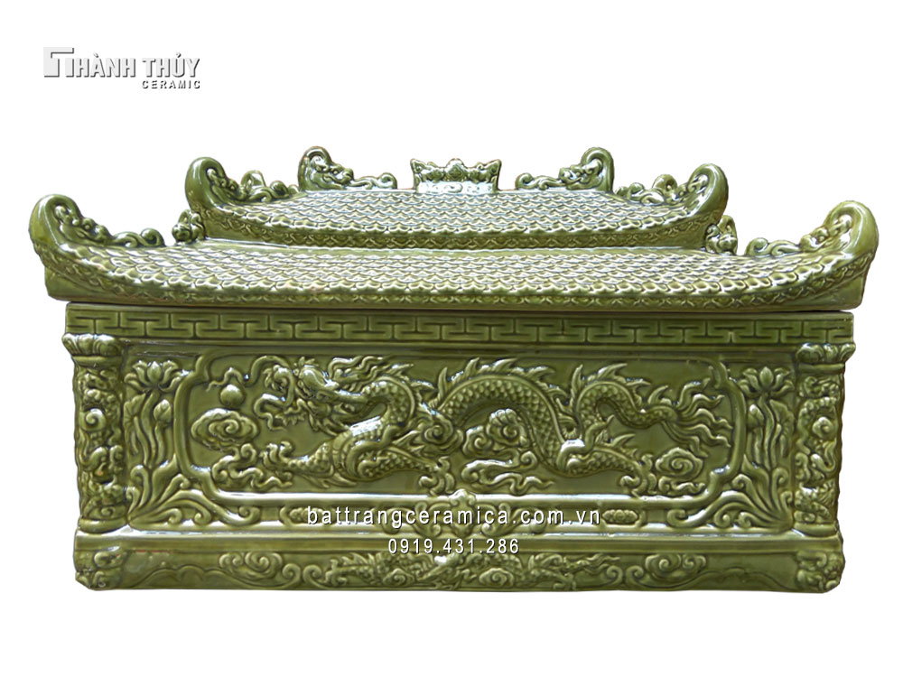 Tiểu quách sứ hai mái màu xanh cỏ úa (1)