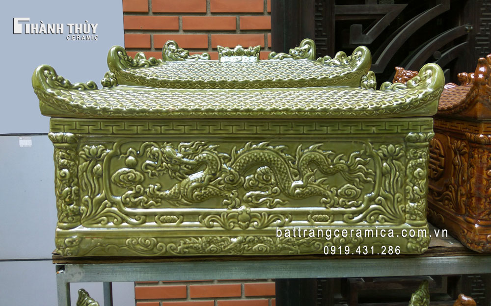 Tiểu quách sứ hai mái màu xanh Thạch anh