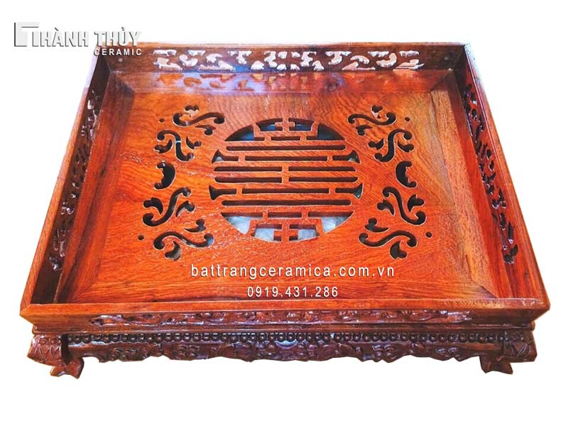 Khay trà đục chân quỳ gỗ hương (1)