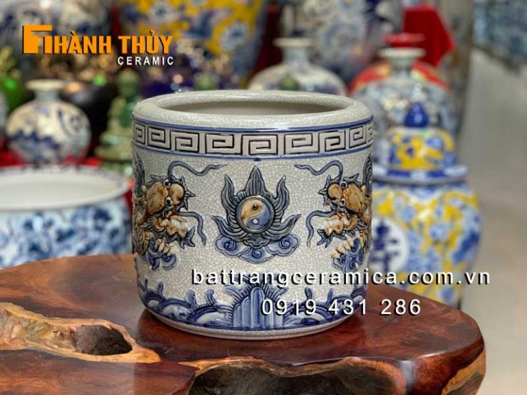 Bát hương gốm sứ Bát Tràng - Chuẩn Loại 1 - Hàng Vẽ Tay Cao Cấp