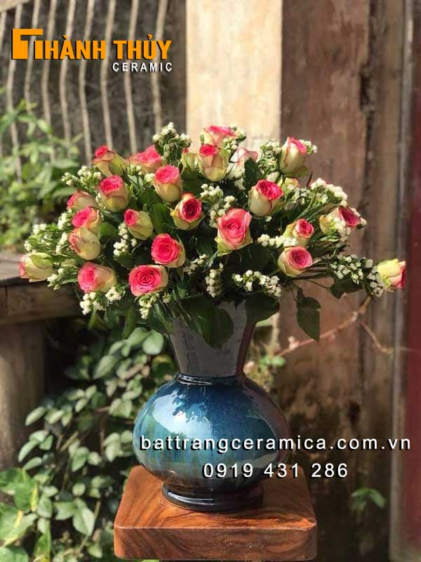 Bình cắm hoa cao cổ xanh ngọc bích 25 cm