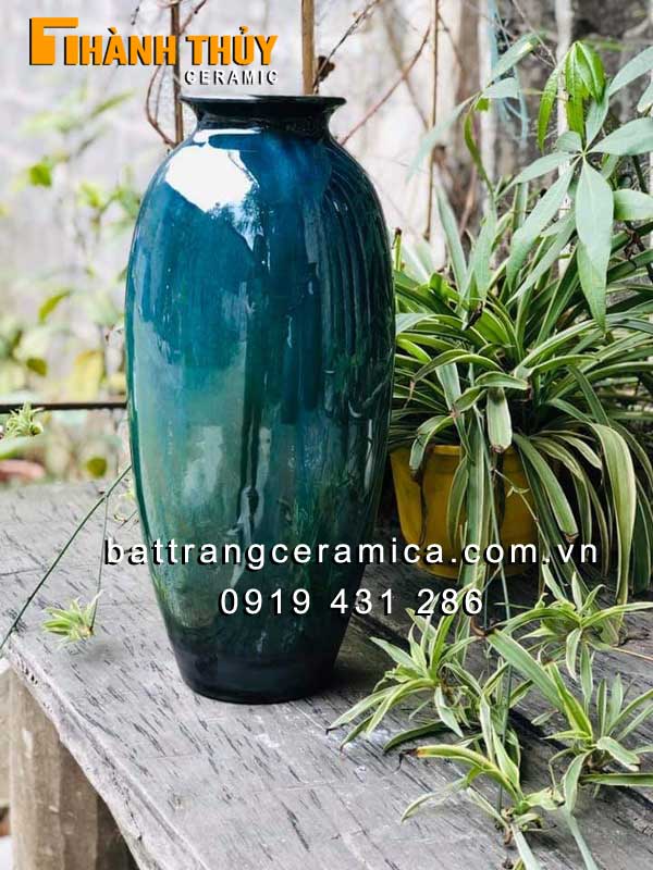 Bình hoa dáng cao mầu xanh ngọc bích 40 cm