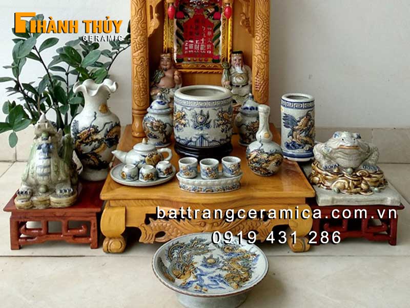 Bộ thờ thần tài men rạn nổi lộc phát 05