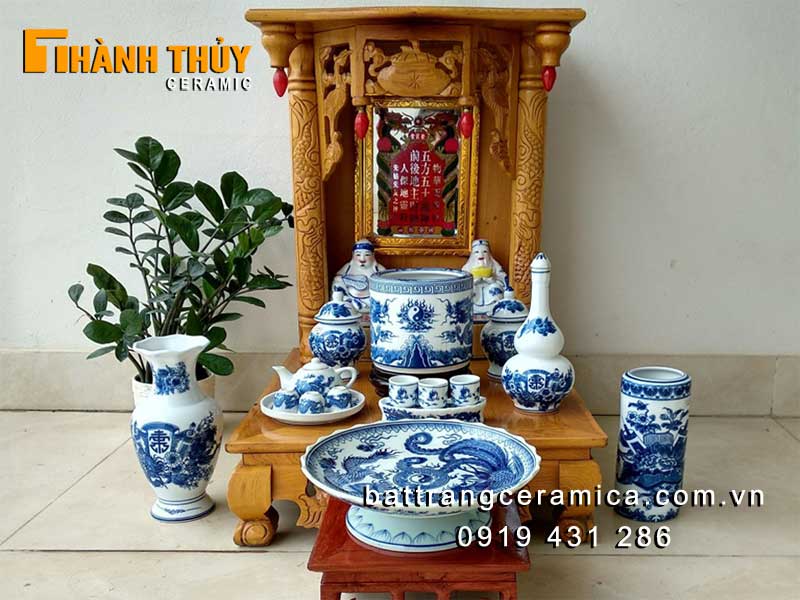 Bộ thờ thần tài men xanh Lam lộc phát 03