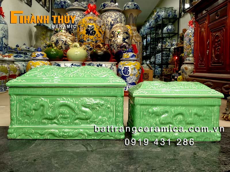 Bình đựng tro cốt cỡ nhỏ màu xanh ngọc