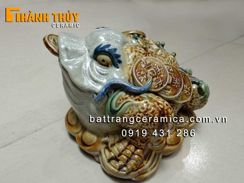 Cóc thần tài gốm sứ phong thủy cao 20 cm