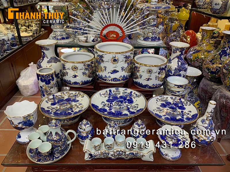 Bộ đồ thờ vẽ vàng 24k Bát Tràng - Hưng Thịnh 03