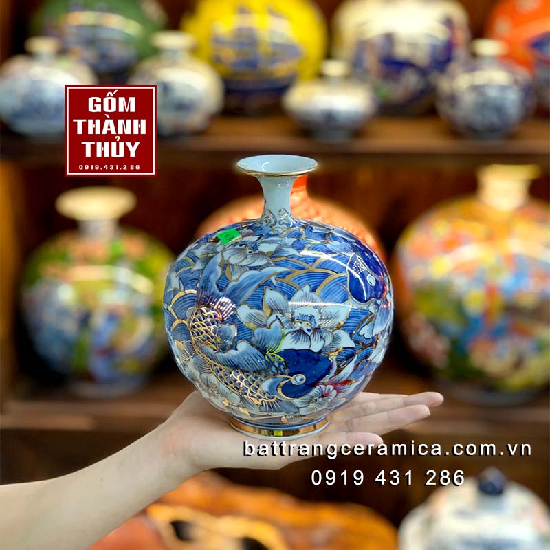 Bình hút lộc vuốt tay cá chép hoa sen 16cm