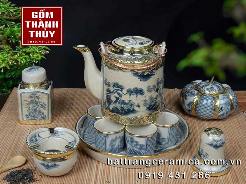 Bộ ấm tích men rạn giả cổ kèm phụ kiện