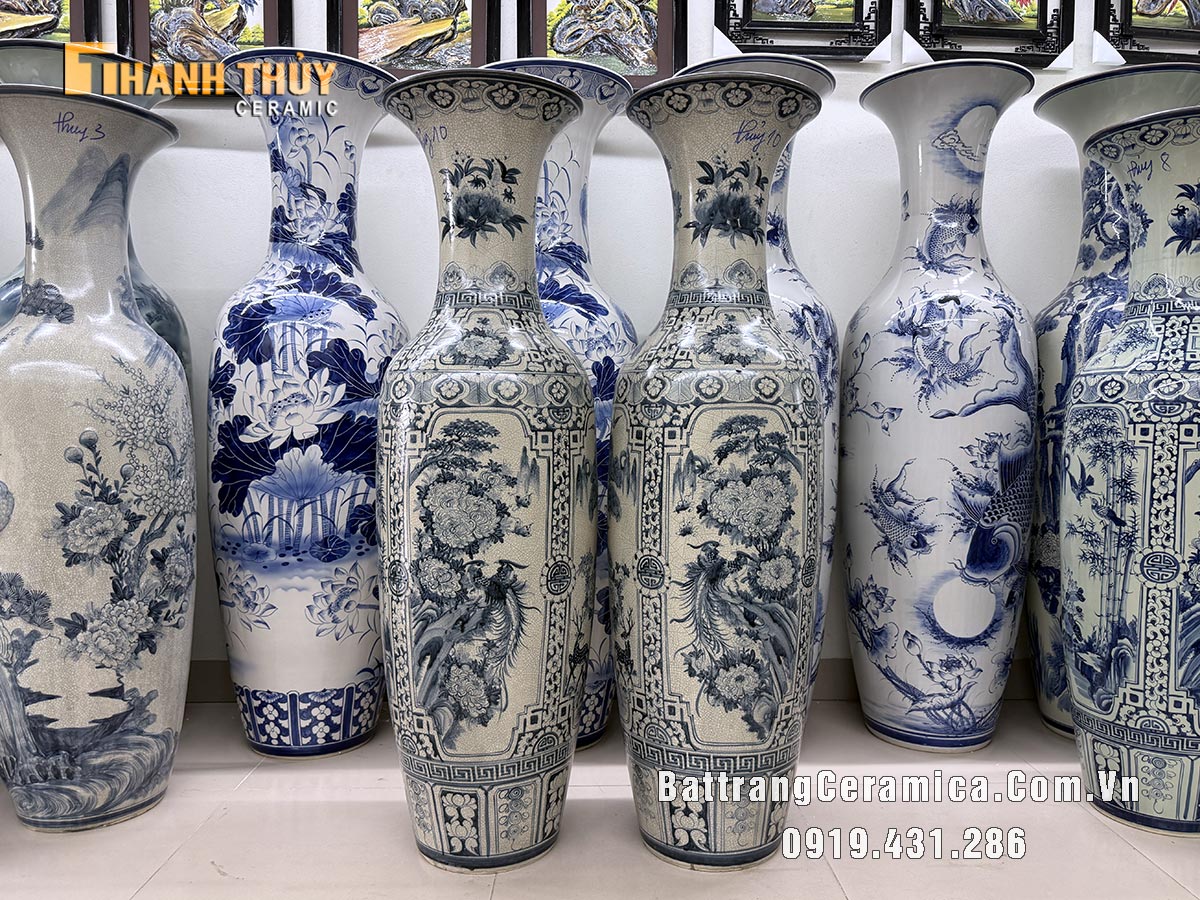 Lục bình tứ quý men rạn kỹ cao 1m4