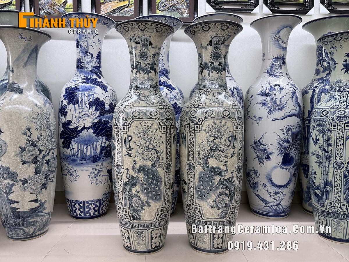 Lục bình tứ quý men rạn kỹ cao 1m4