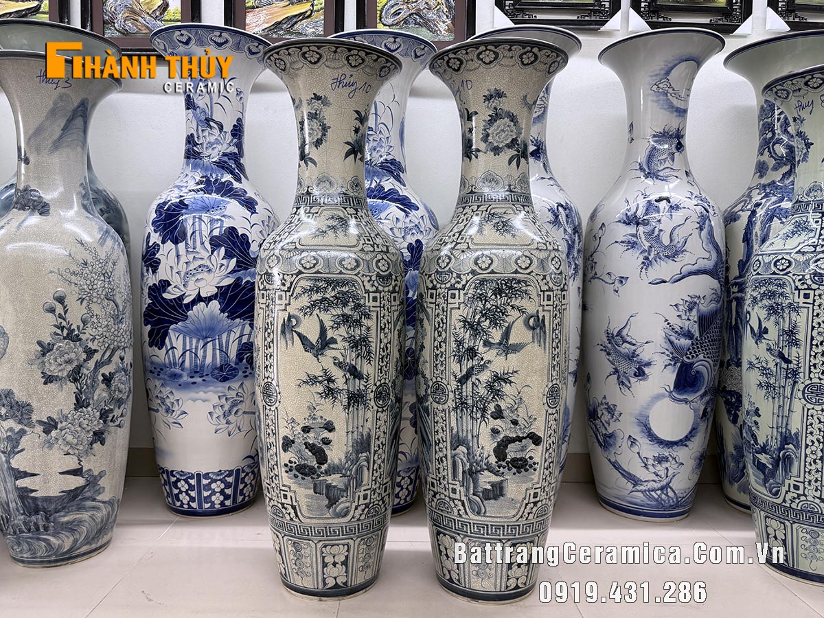 Lục bình tứ quý men rạn kỹ cao 1m4