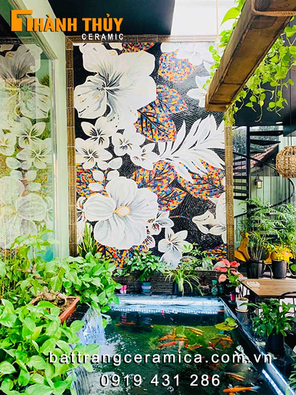 Tranh gốm mosaic ốp tiểu cảnh biệt thự
