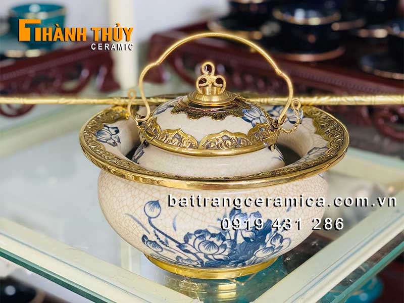 Điếu bát hoa sen bọc đồng