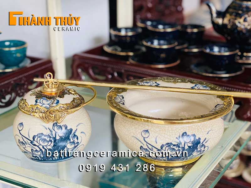Điếu bát hoa sen bọc đồng