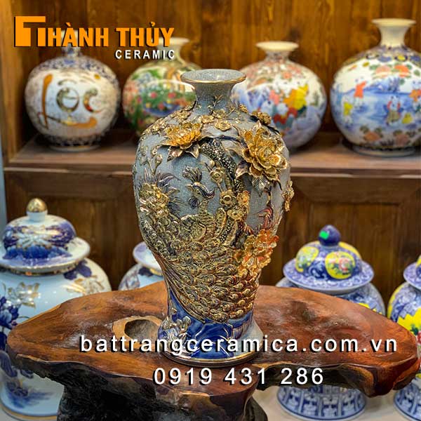 Mai bình tích lộc công danh phú quý vẽ vàng 24k