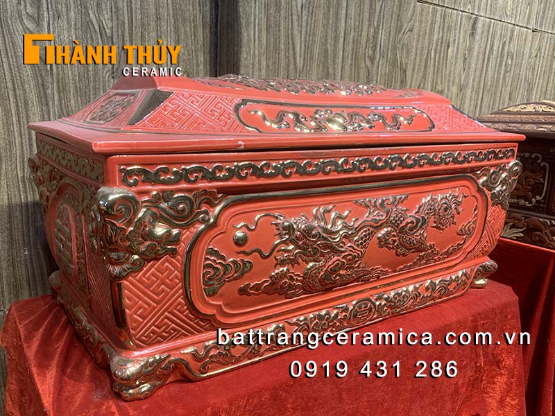 Bộ tiểu quách Rồng màu đỏ mạ vàng