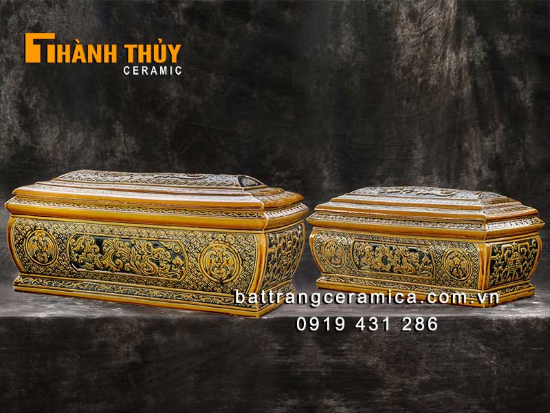 Bộ tiểu quách sứ Ngũ Phúc Kim Tiền hoàng thổ