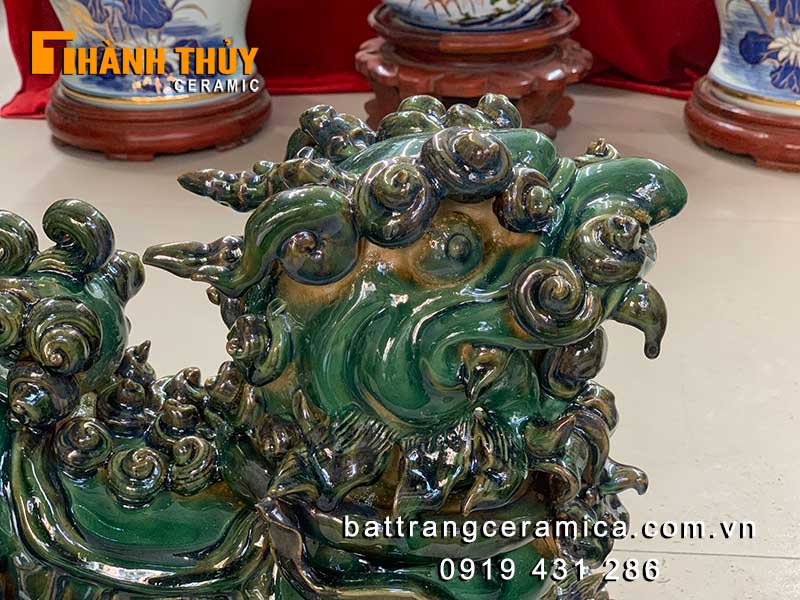 Con Nghê phong thủy sứ men ngọc cao 35cm