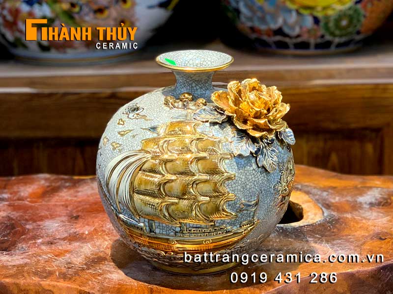 Bình hút lộc thuận buồm xuôi gió đắp nổi 22cm