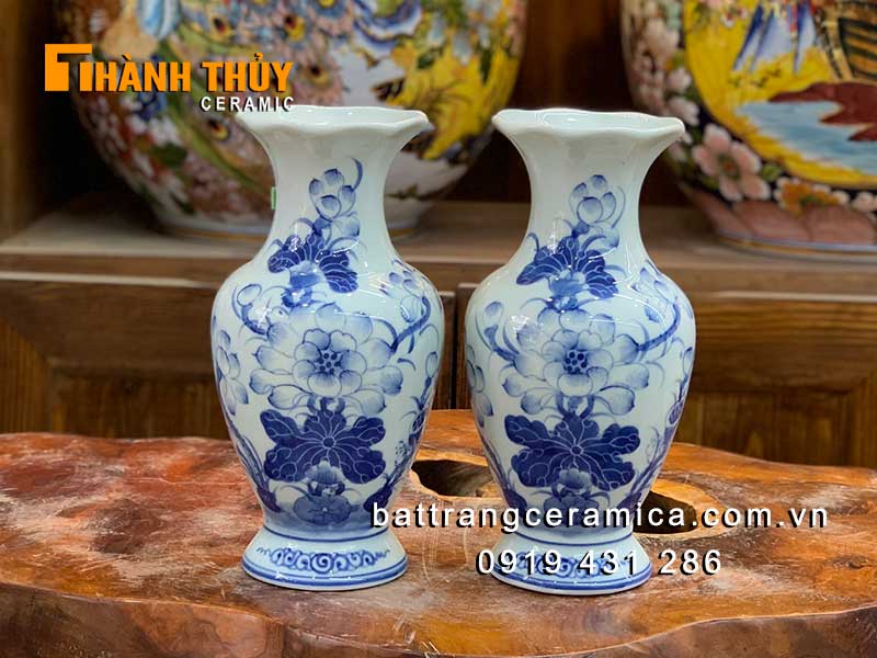 Bình cắm hoa trên bàn thờ hoa sen cao 27cm