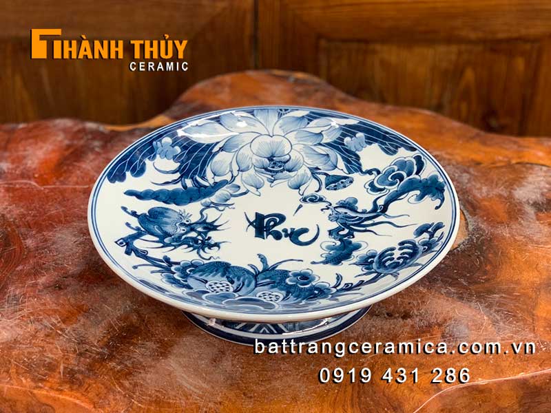 Mâm bồng bày ngũ quả hoa sen cao cấp 20cm