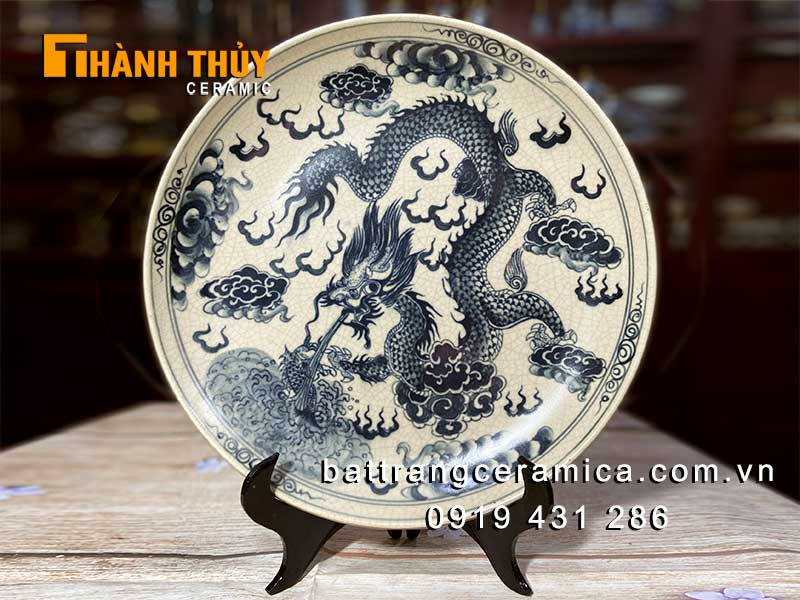 Đĩa phong thủy vẽ Rồng kích thước 35cm