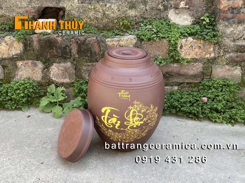 Chum ngâm rượu bằng sành 20 lít 2 nắp