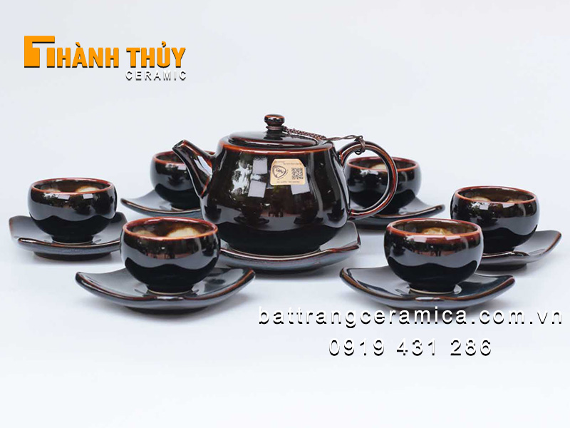 Bình trà hỏa biến nâu lòng hoa cao cấp