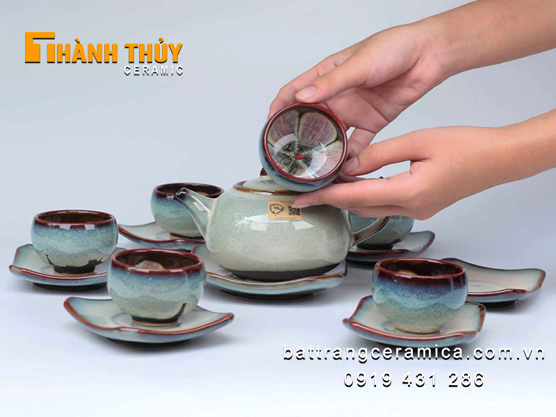 Bộ ấm chén hỏa biến tuyết xanh cao cấp
