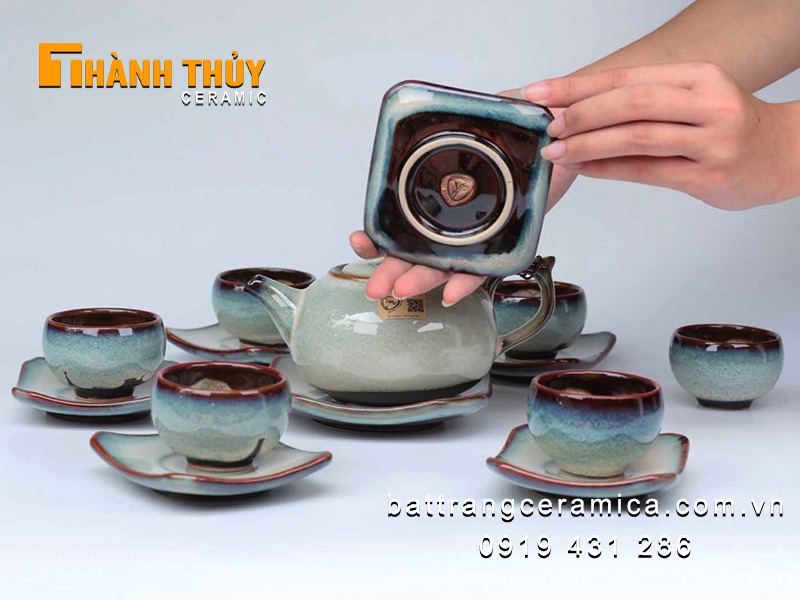 Bộ ấm chén hỏa biến tuyết xanh cao cấp