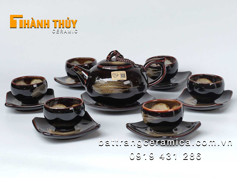 Bộ ấm chén hỏa biến nâu phẩy cao cấp