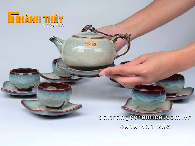 Bộ ấm chén hỏa biến tuyết xanh cao cấp