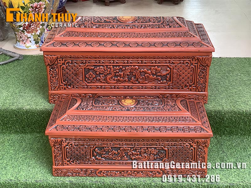 Bộ tiểu quách Ngũ Phúc gốm đỏ