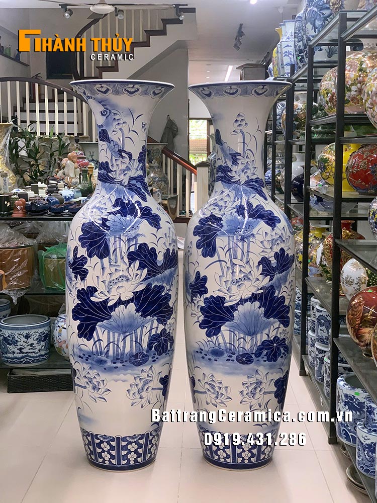 Lục bình hoa sen men xanh 1m6