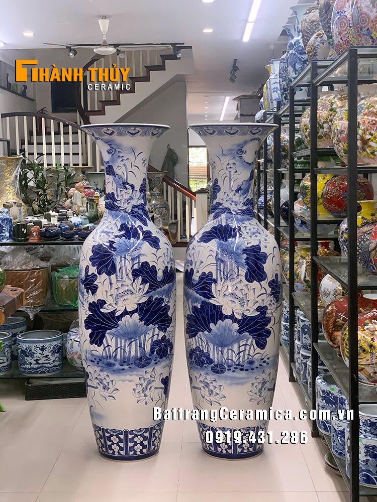 Lục bình hoa sen men xanh 1m6